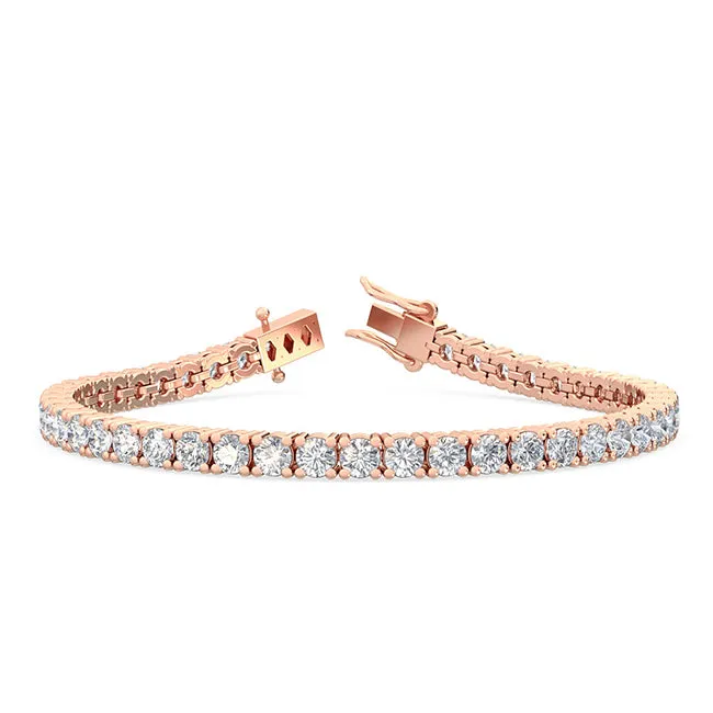 7.03ctw Round Brilliant Cut Lab-Grown Diamond Tennis Bracelet in 14k Gold