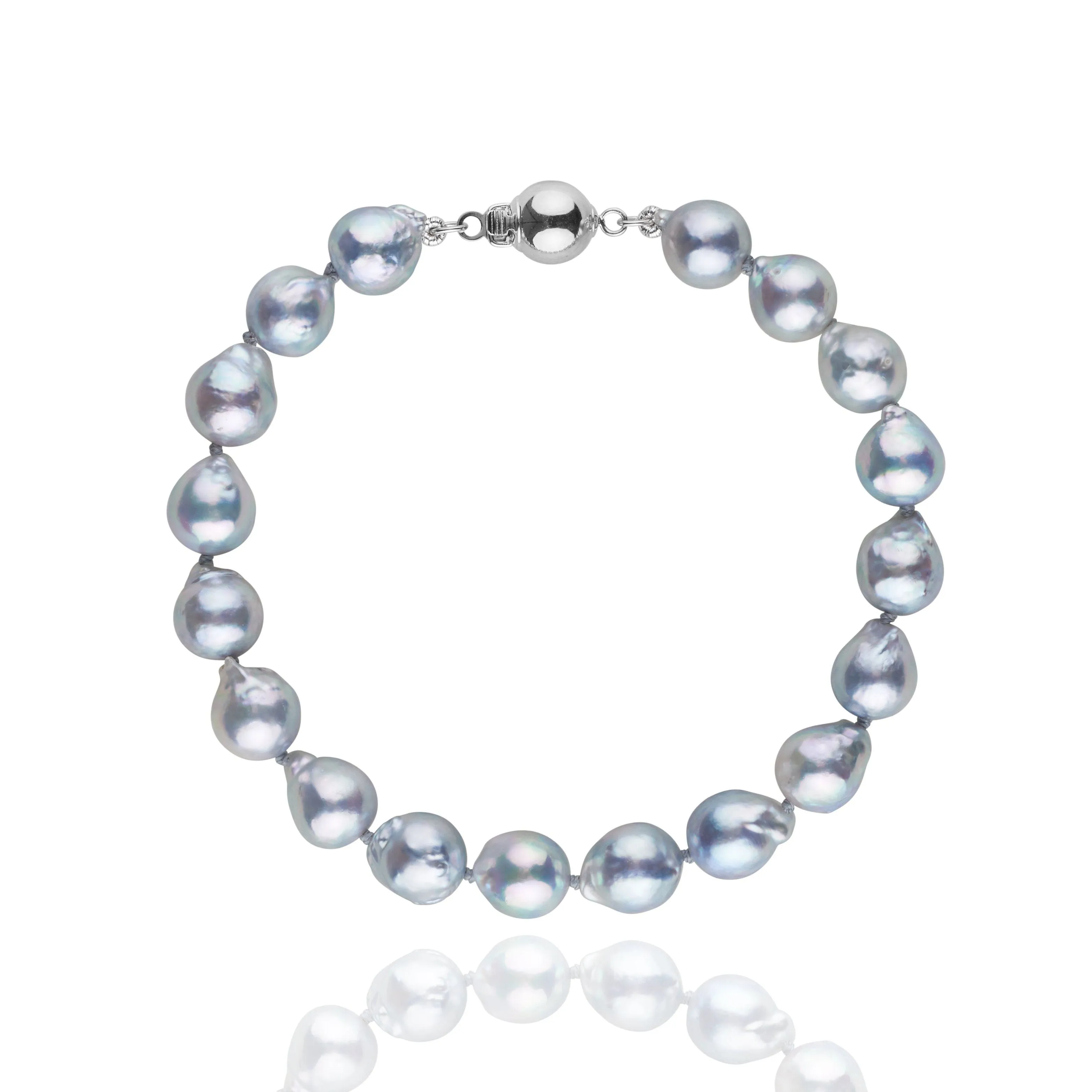 7.5-8.0 mm Silver Blue Akoya Baroque Pearl Bracelet
