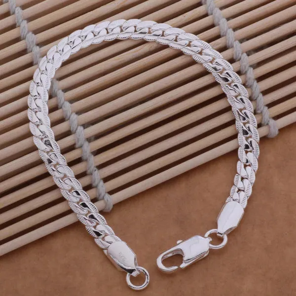 925 Sterling Silver Bracelet 5MM Braided Pattern For Women Men Fashion Chain Wedding Party Engagement Jewelry Gift