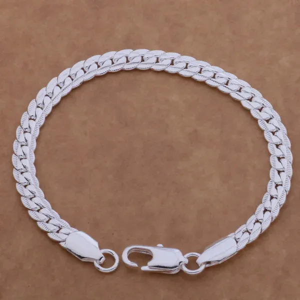 925 Sterling Silver Bracelet 5MM Braided Pattern For Women Men Fashion Chain Wedding Party Engagement Jewelry Gift