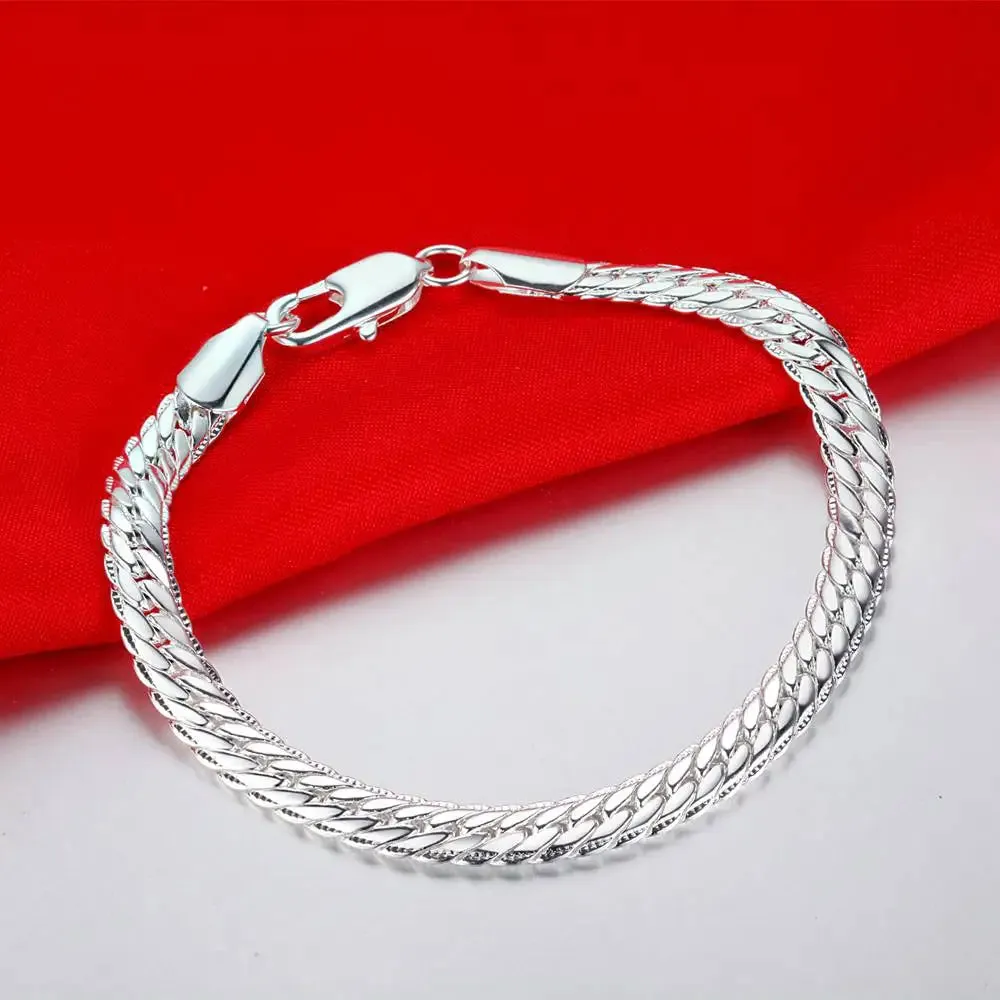 925 Sterling Silver Bracelet 5MM Braided Pattern For Women Men Fashion Chain Wedding Party Engagement Jewelry Gift