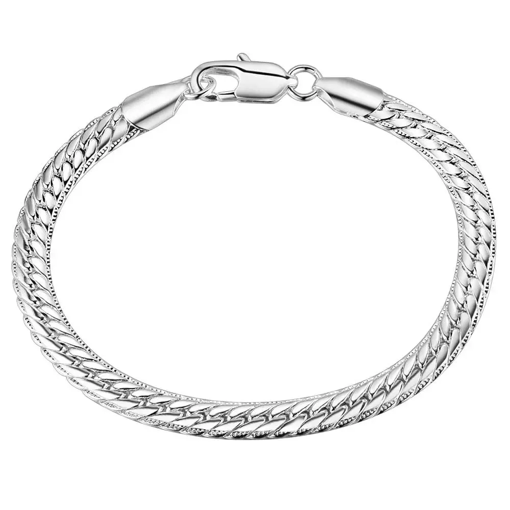 925 Sterling Silver Bracelet 5MM Braided Pattern For Women Men Fashion Chain Wedding Party Engagement Jewelry Gift
