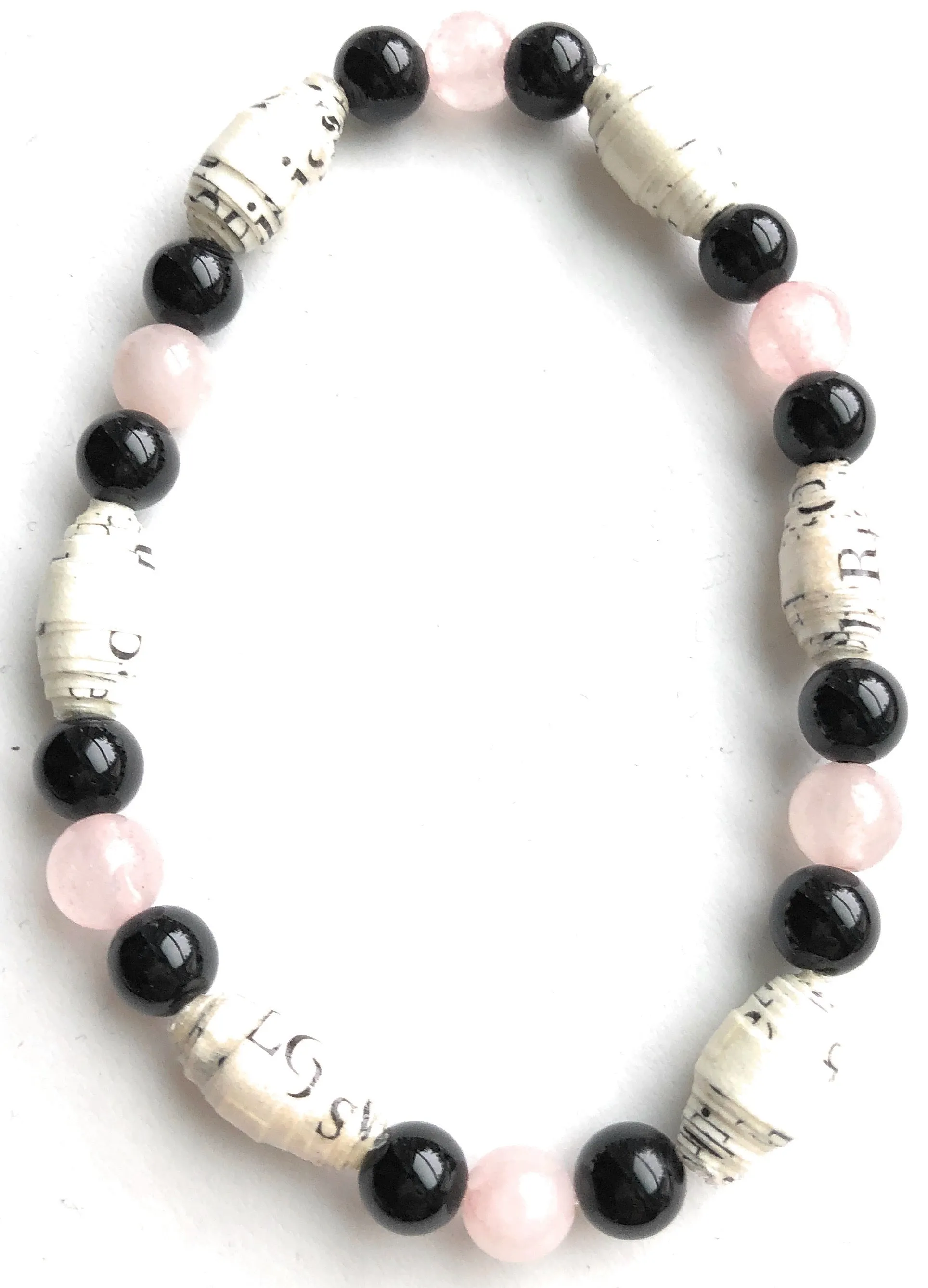 AA Big Book Bracelet Pink & Black Beads Made From Real Pages From The Big Book
