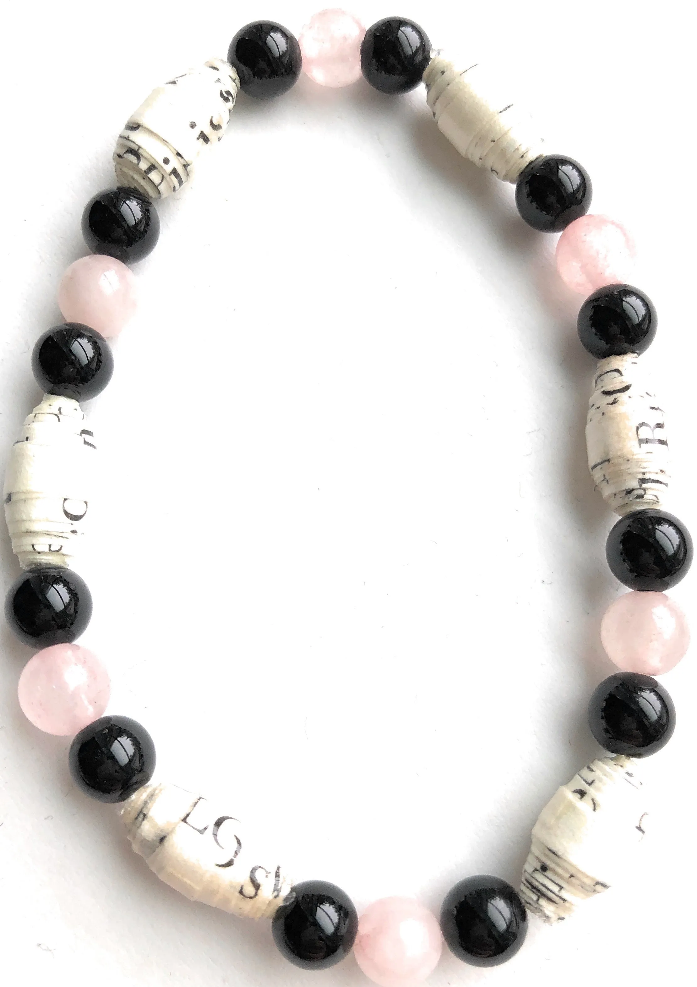 AA Big Book Bracelet Pink & Black Beads Made From Real Pages From The Big Book