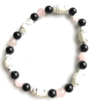 AA Big Book Bracelet Pink & Black Beads Made From Real Pages From The Big Book