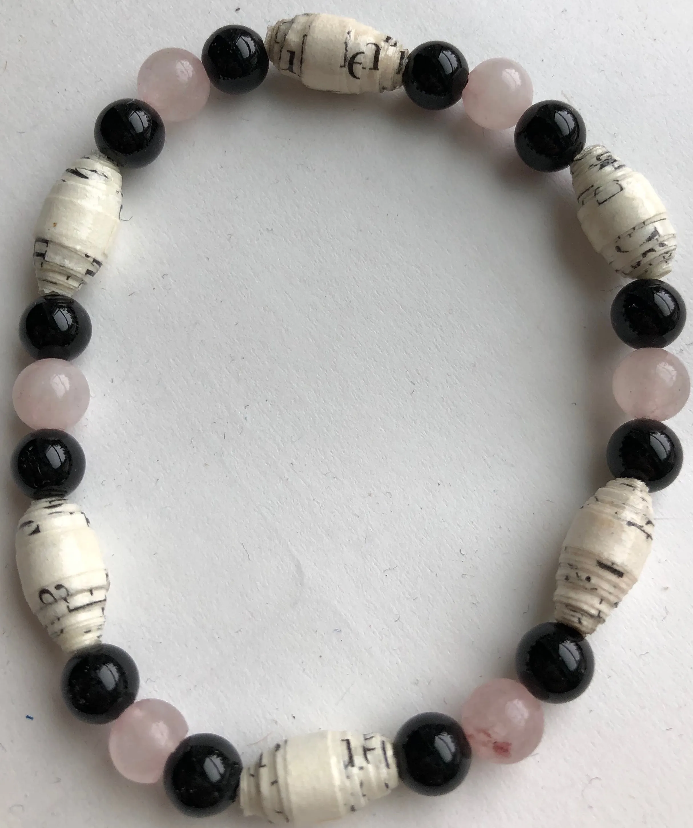 AA Big Book Bracelet Pink & Black Beads Made From Real Pages From The Big Book