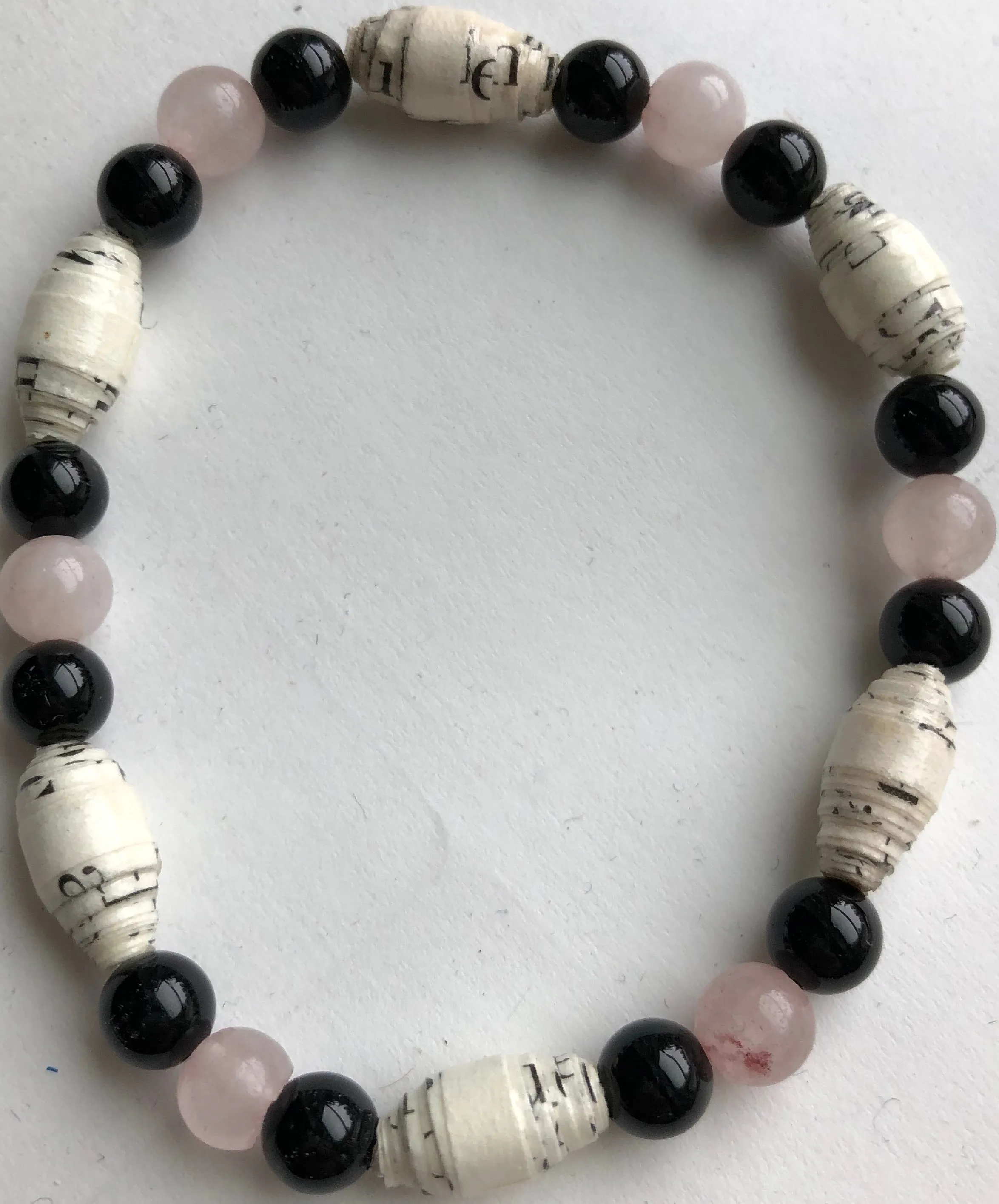 AA Big Book Bracelet Pink & Black Beads Made From Real Pages From The Big Book