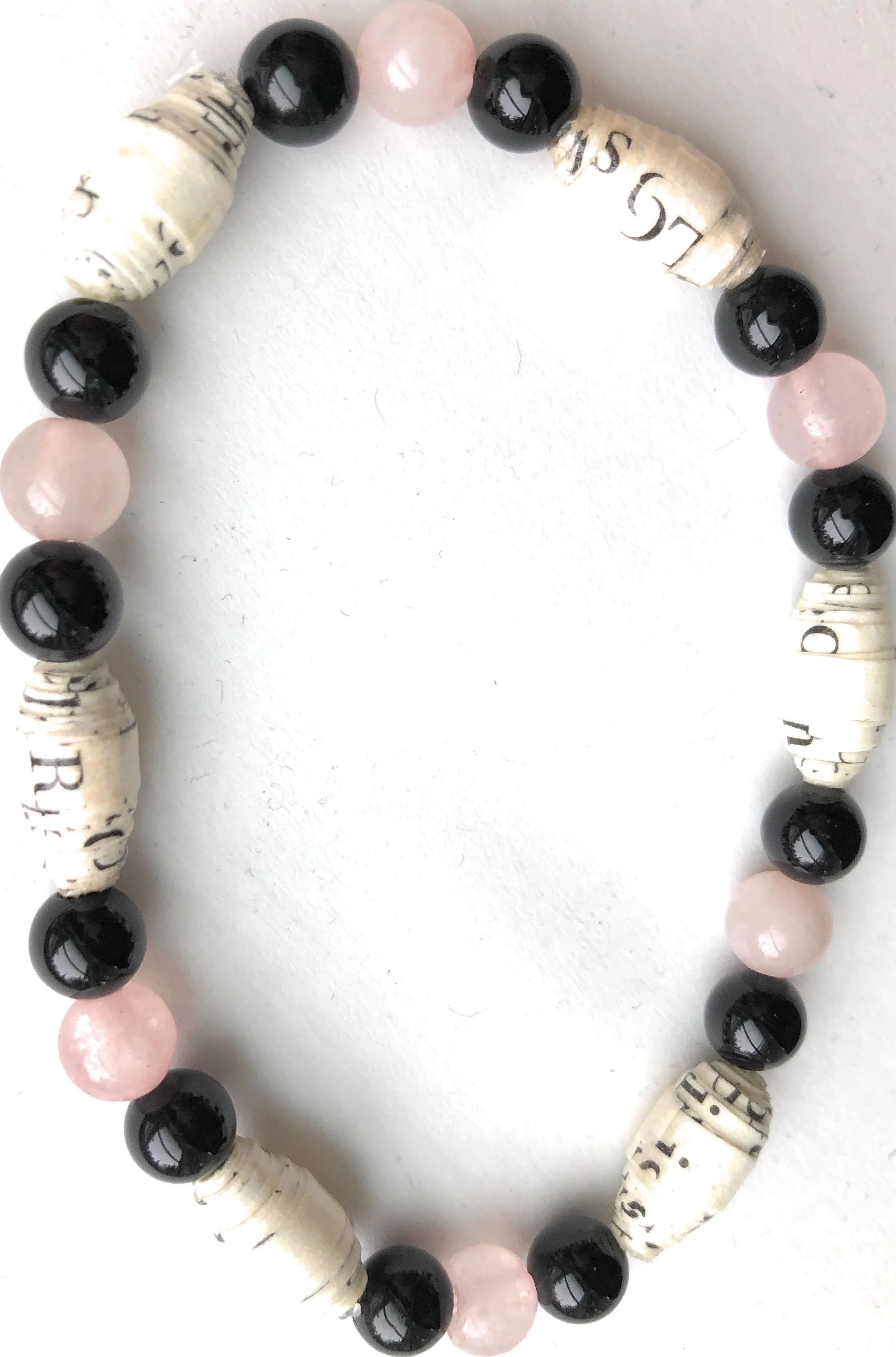 AA Big Book Bracelet Pink & Black Beads Made From Real Pages From The Big Book
