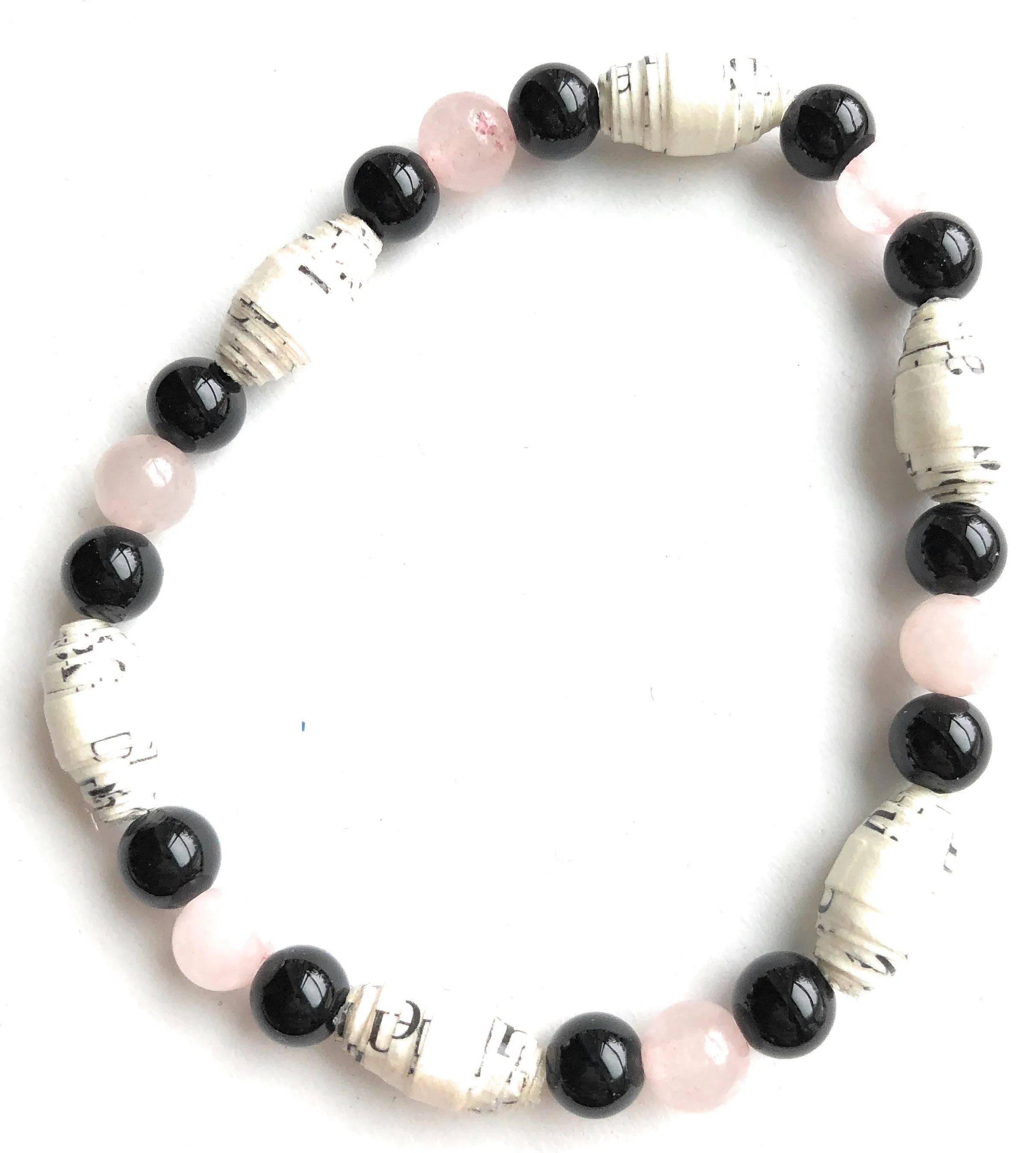 AA Big Book Bracelet Pink & Black Beads Made From Real Pages From The Big Book