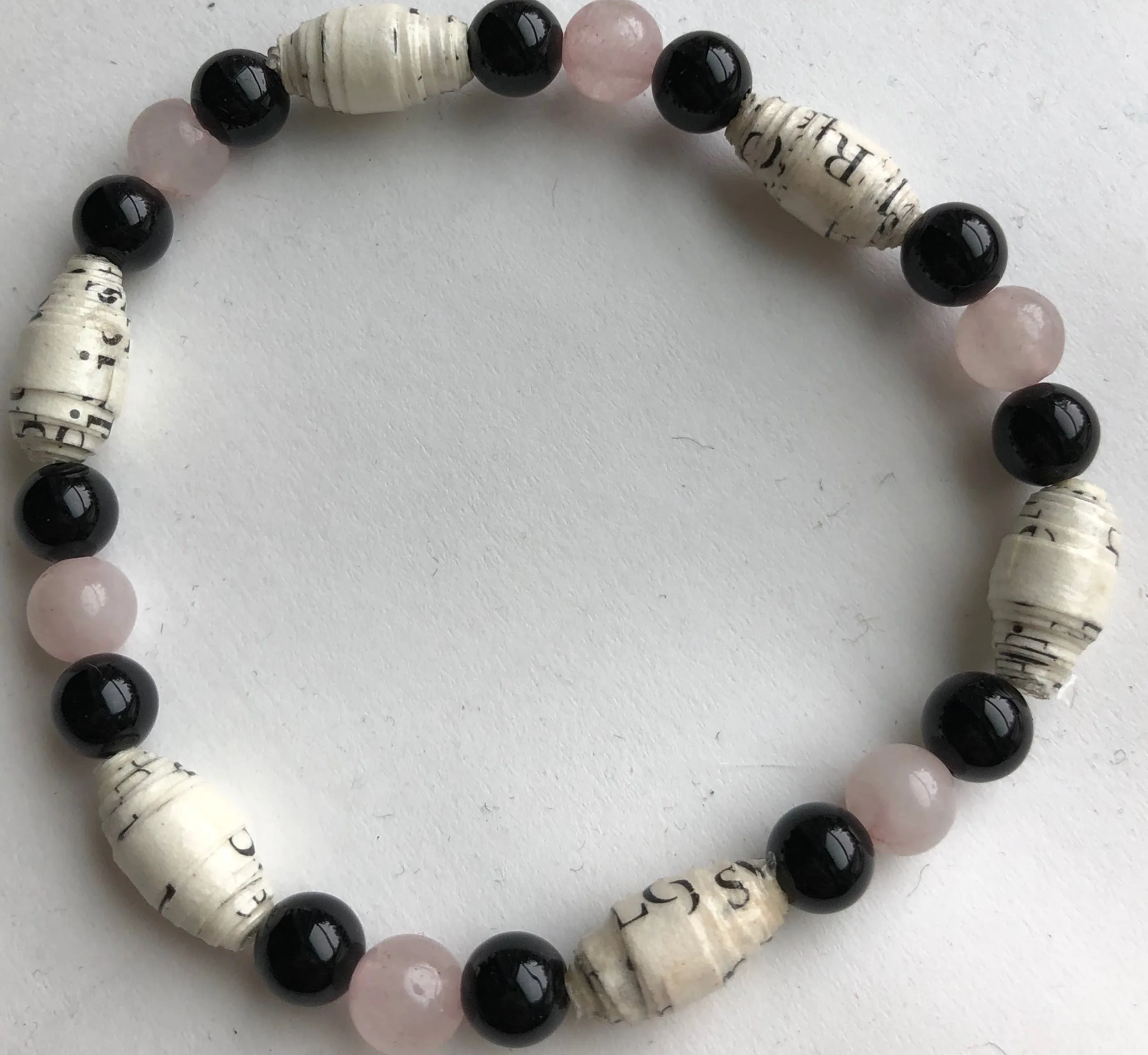 AA Big Book Bracelet Pink & Black Beads Made From Real Pages From The Big Book