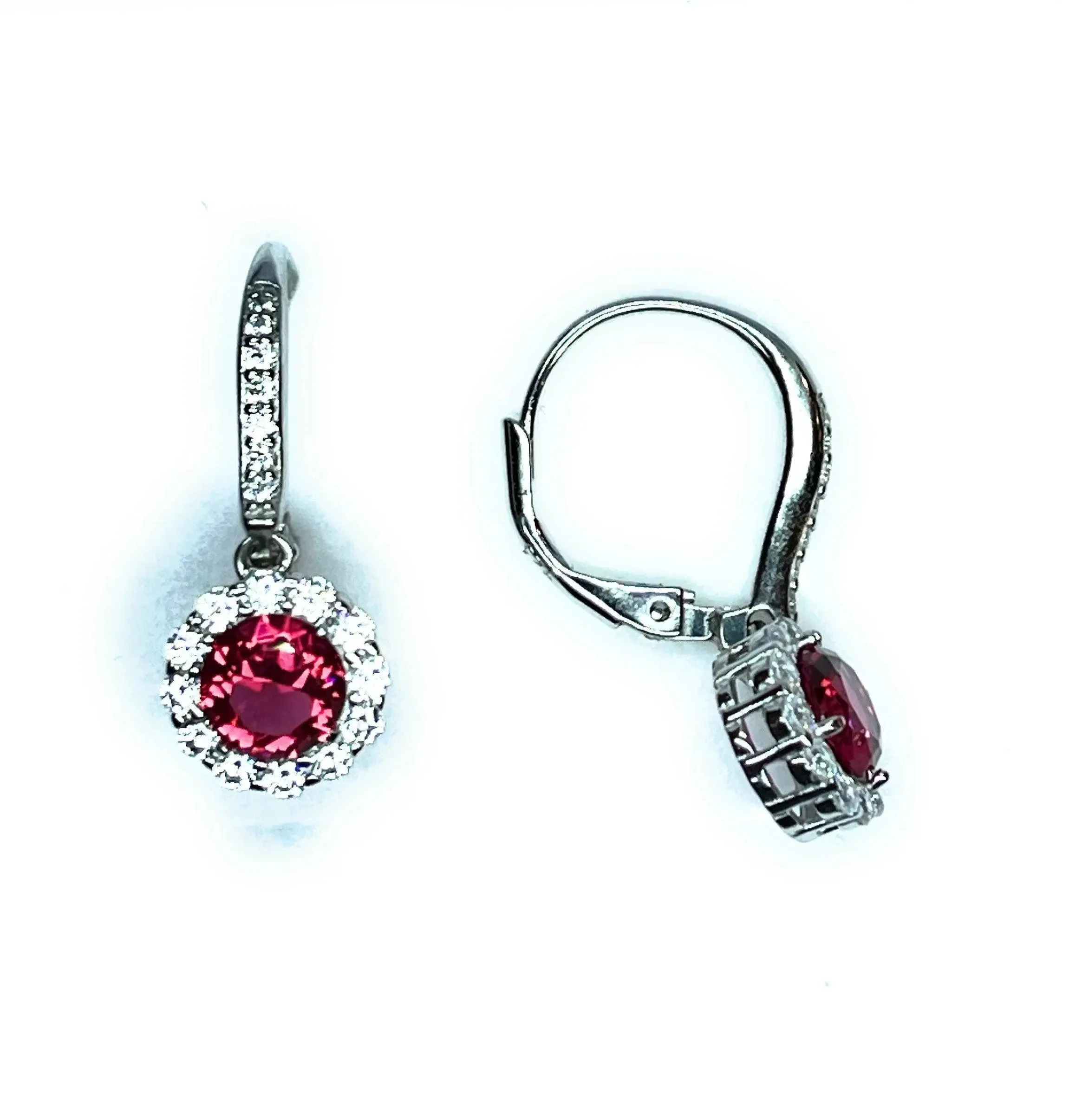 ADIRFINE 925 Sterling Silver Dangling Birthstone Color Stone Lever Back Earrings