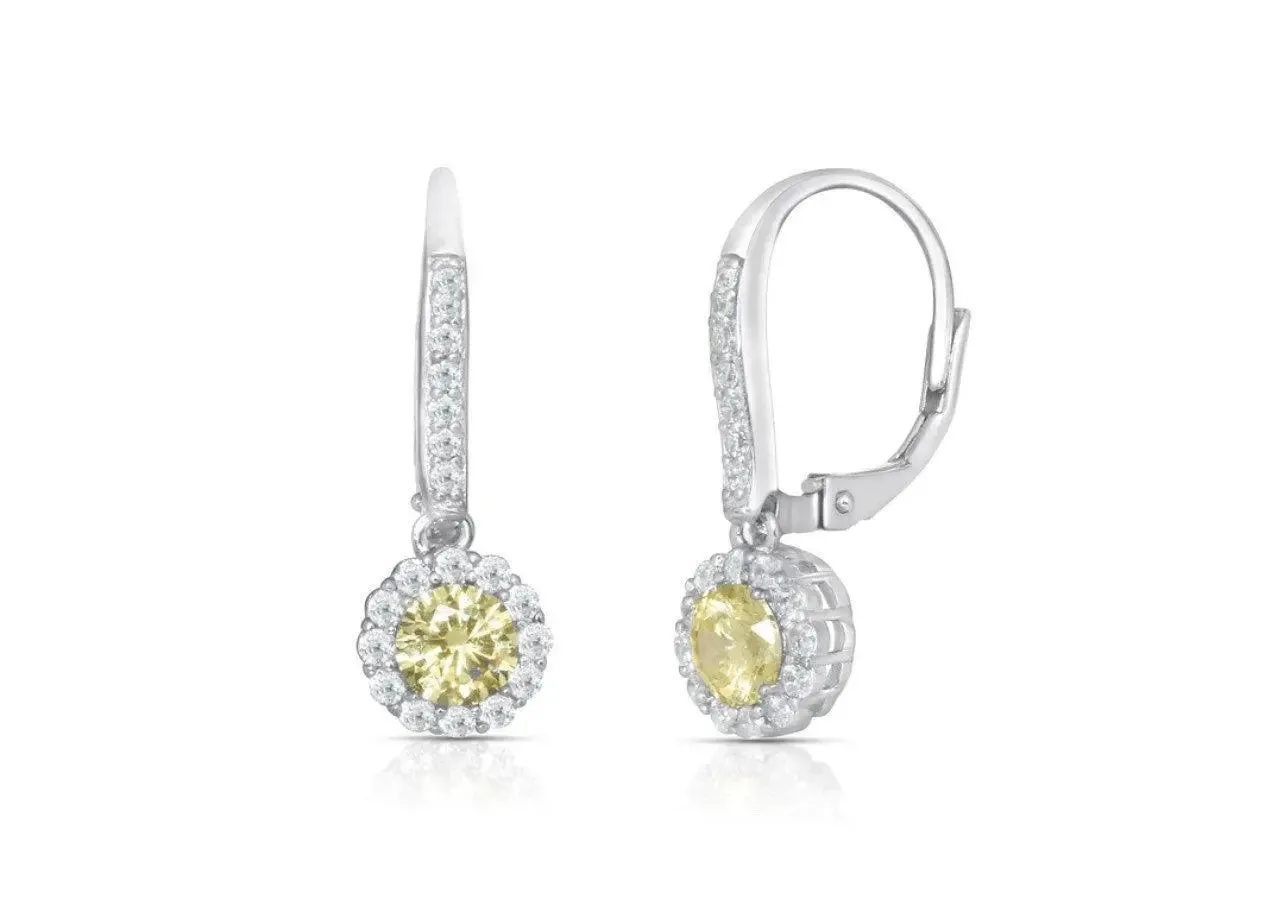 ADIRFINE 925 Sterling Silver Dangling Birthstone Color Stone Lever Back Earrings
