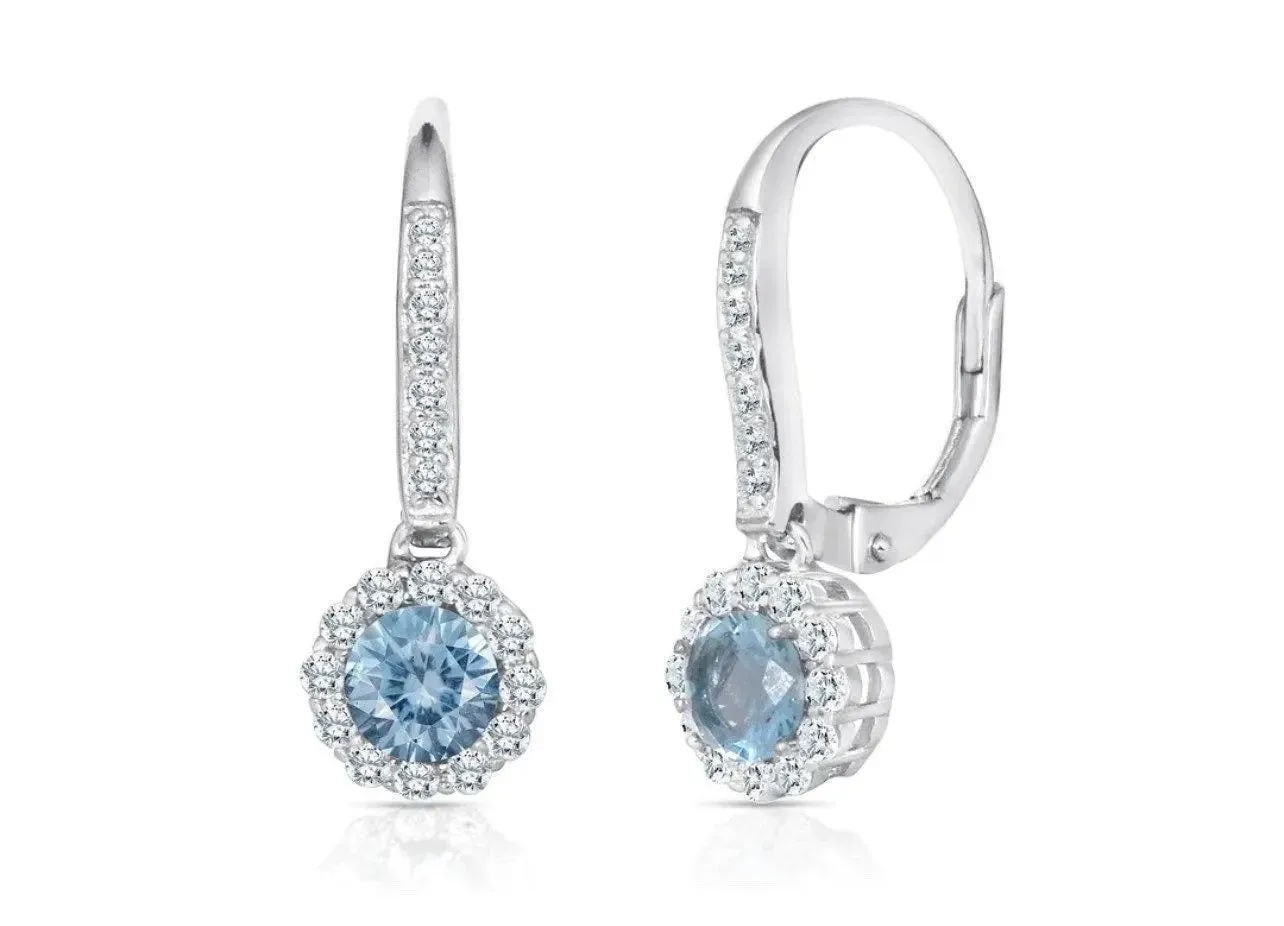 ADIRFINE 925 Sterling Silver Dangling Birthstone Color Stone Lever Back Earrings
