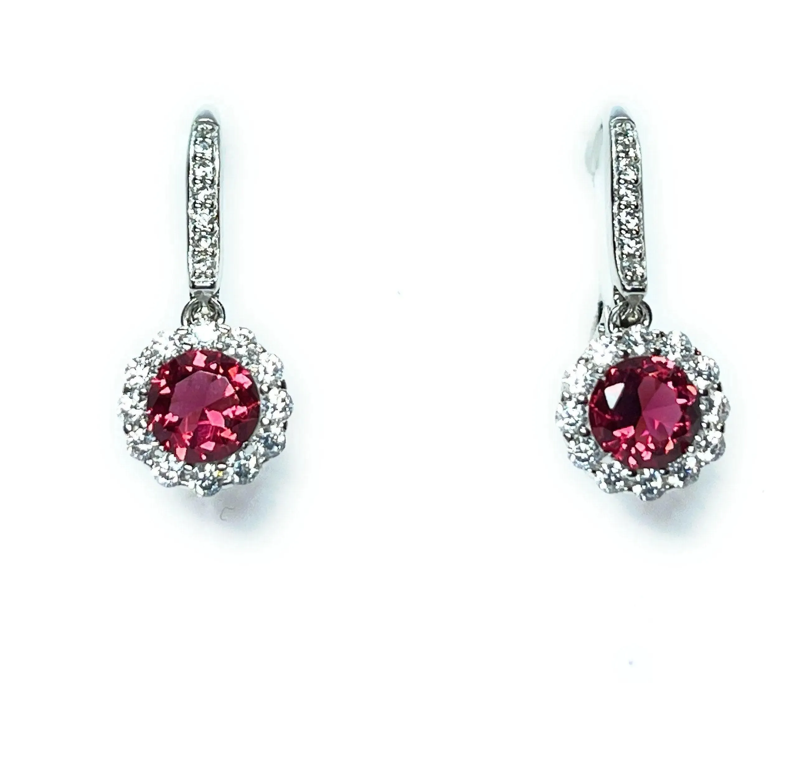 ADIRFINE 925 Sterling Silver Dangling Birthstone Color Stone Lever Back Earrings