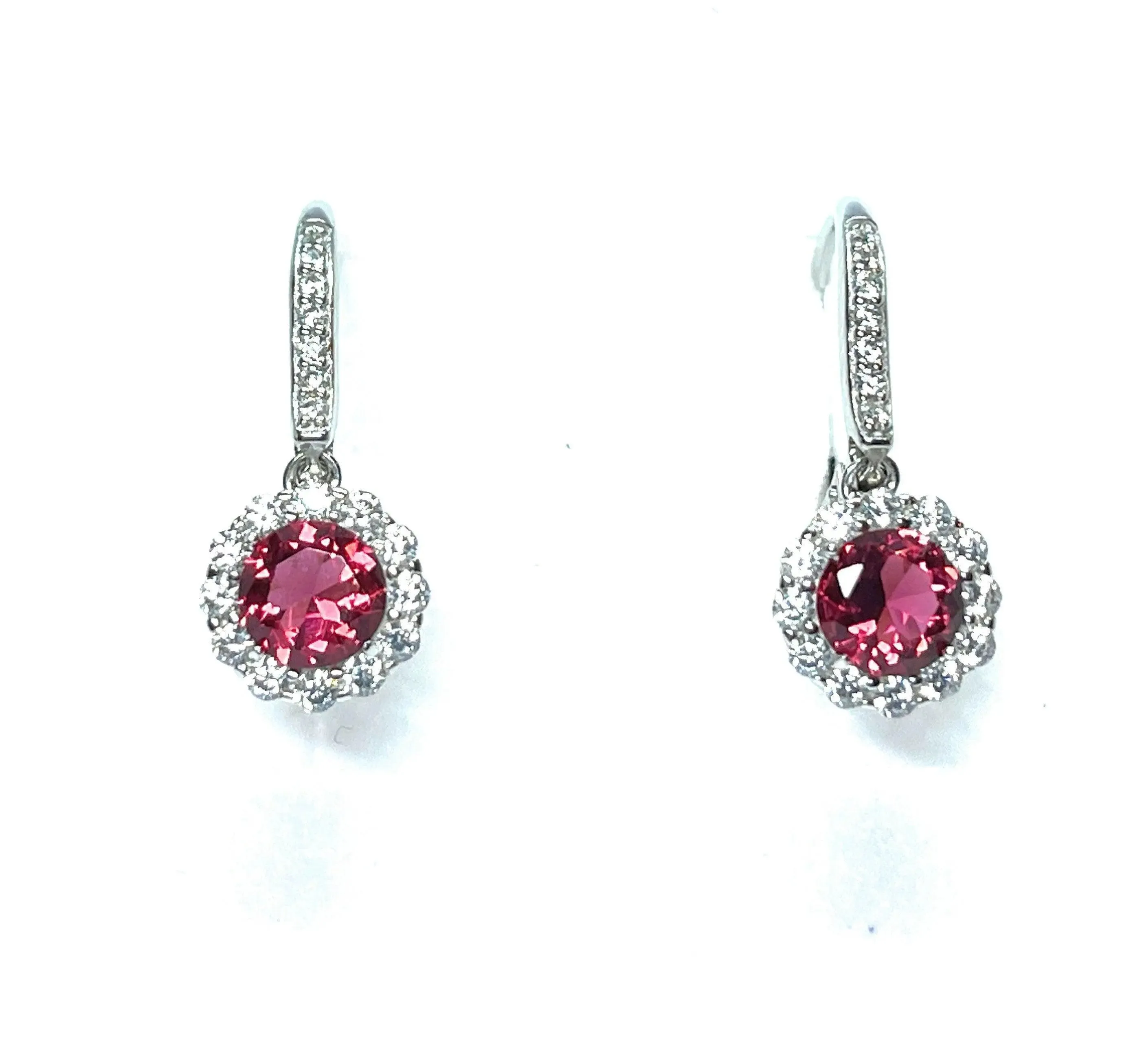 ADIRFINE 925 Sterling Silver Dangling Birthstone Color Stone Lever Back Earrings