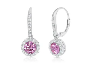ADIRFINE 925 Sterling Silver Dangling Birthstone Color Stone Lever Back Earrings
