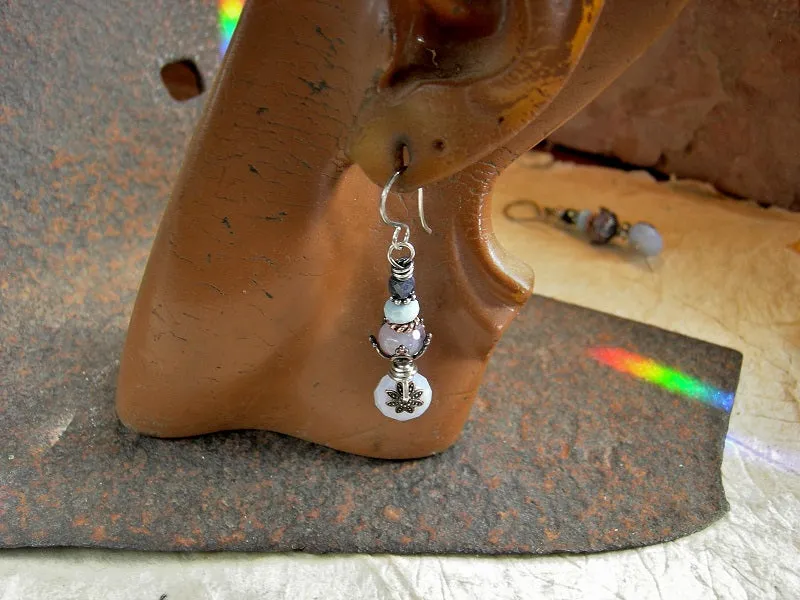Air Color Gem Stack Earrings, Soft Pastels, Opal, Sapphire, Agate