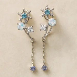 [Airy Clip-On Earrings] Tanzanite Snow Crystal 2Way Earrings (10K White Gold)