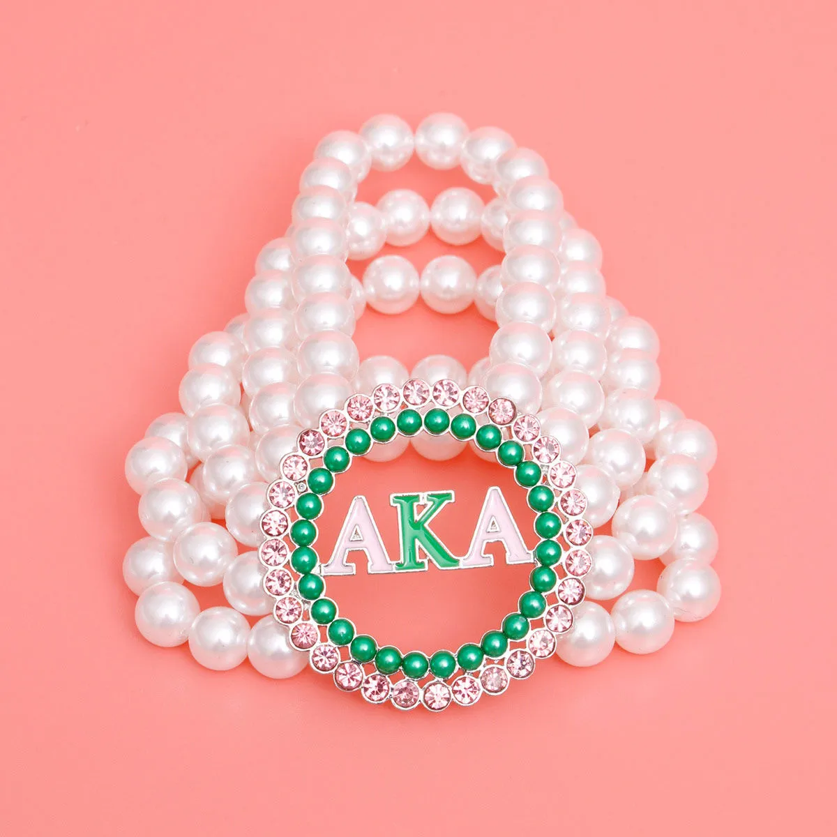 AKA Pearl Bracelet Alpha Kappa Alpha   Inspired Pink and Green