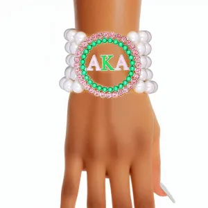 AKA Pearl Bracelet Alpha Kappa Alpha   Inspired Pink and Green