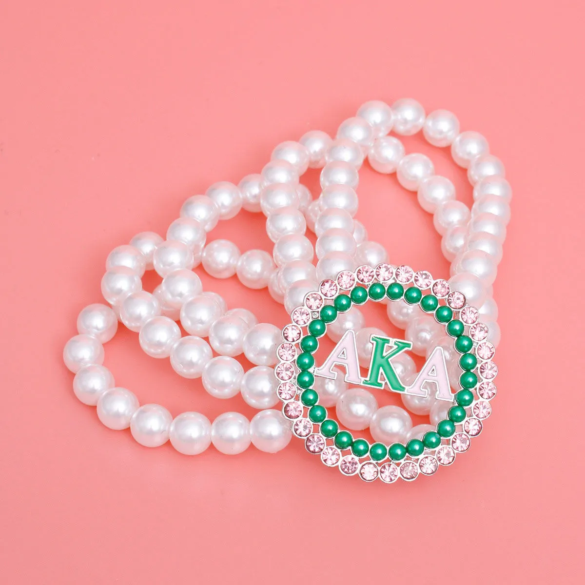 AKA Pearl Bracelet Alpha Kappa Alpha   Inspired Pink and Green