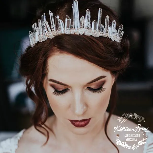 Amethyst crystal bridal crown with rose gold, gold or silver wirework