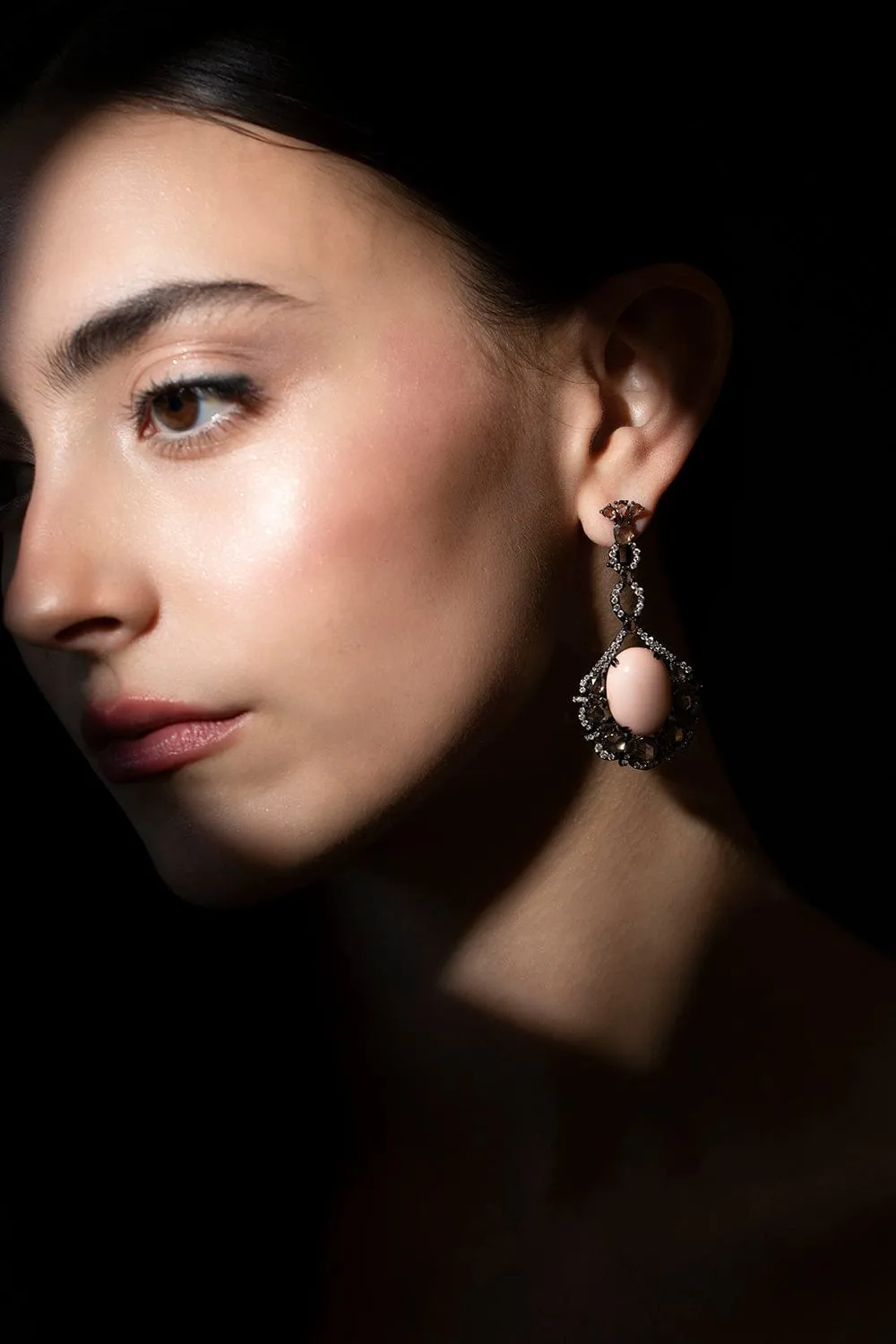 Angel Skin Coral and Champagne Diamond Earrings