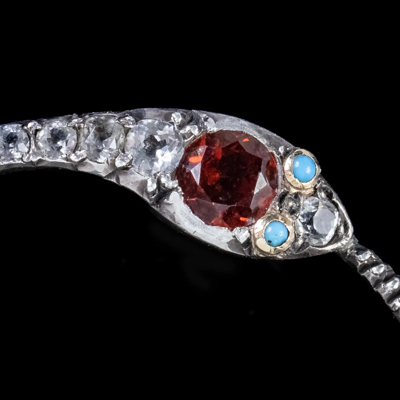 Antique Victorian Snake Brooch Silver Gold Fire Opal Paste Circa 1850