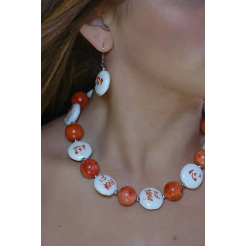 Asian Spice Necklace Set With Sterling Silver Earrings