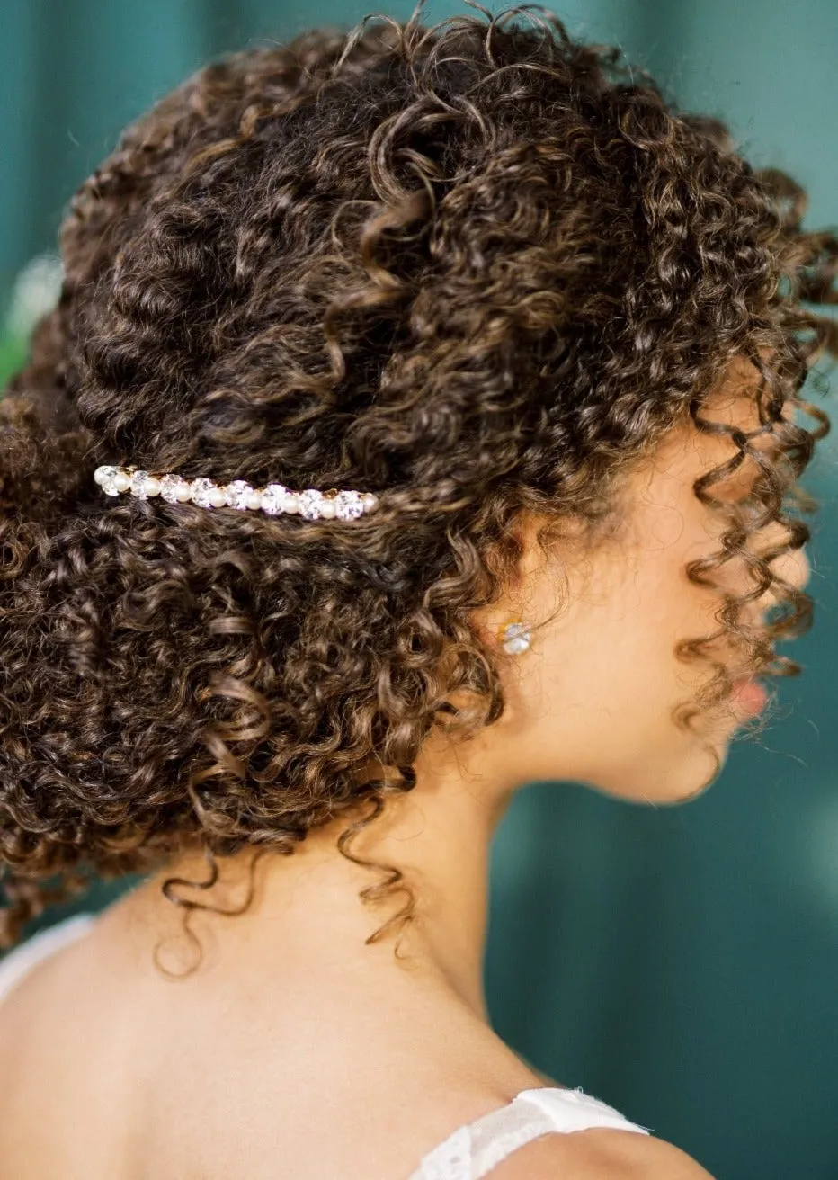 ASTRID Crystal & Pearl French Clip Hair Barrette