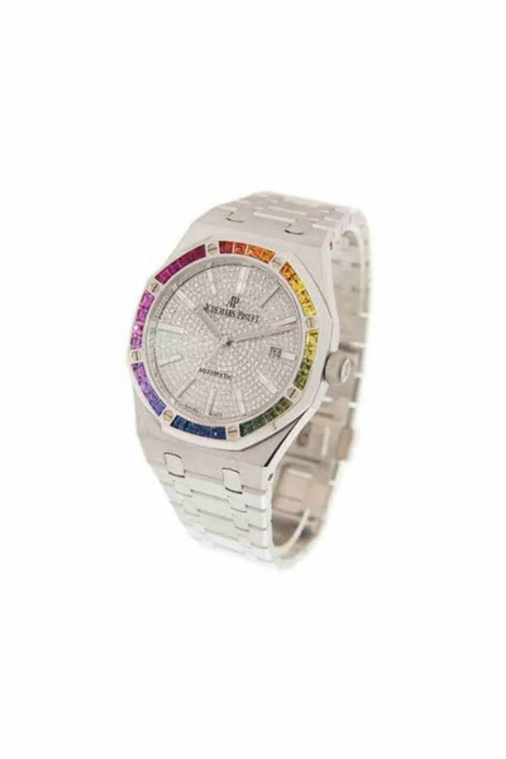 audemars piguet royal oak rainbow automatic diamond white gold unisex watch