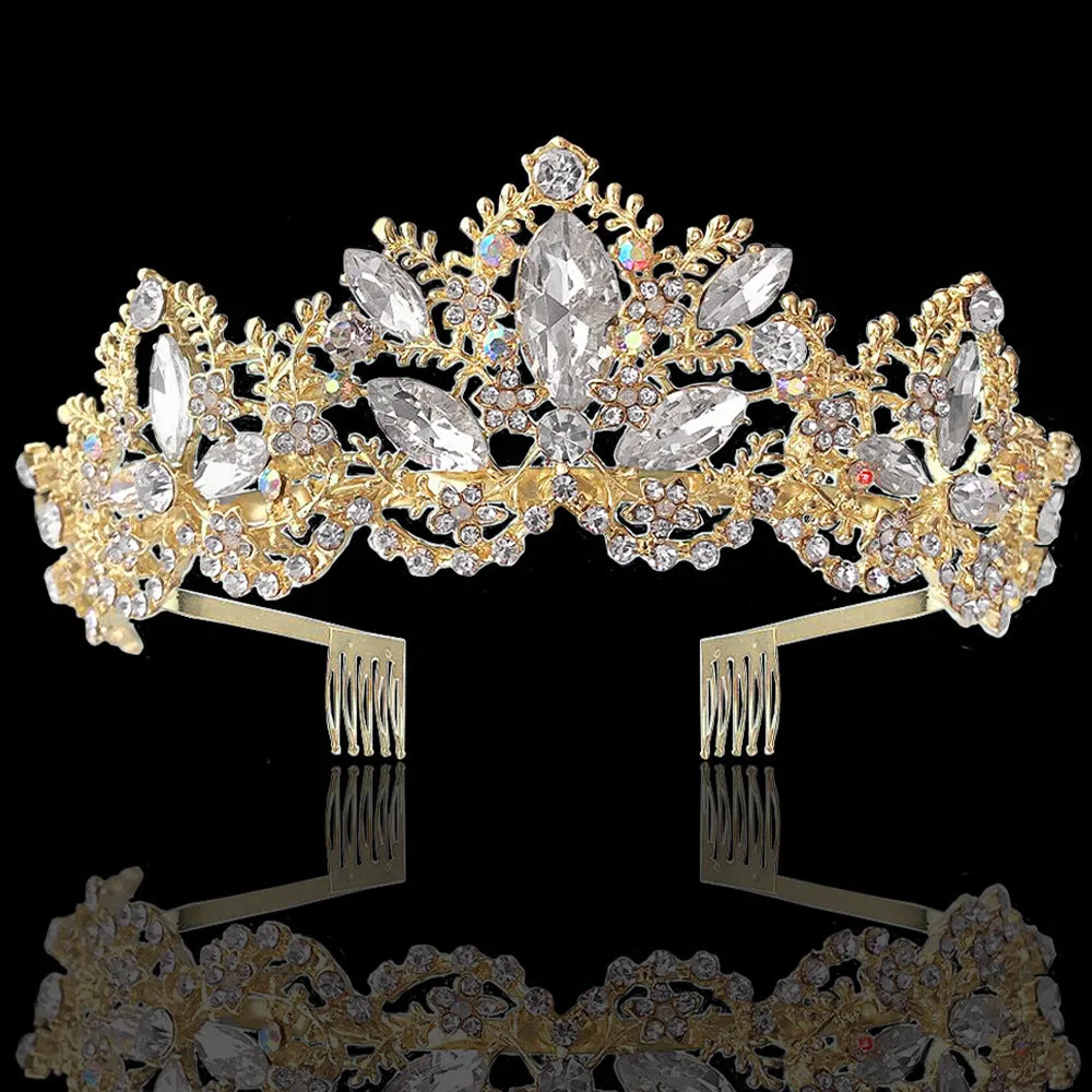 Baroque Exquisite Crown Bridal Light Gold Crown Wedding Accessories