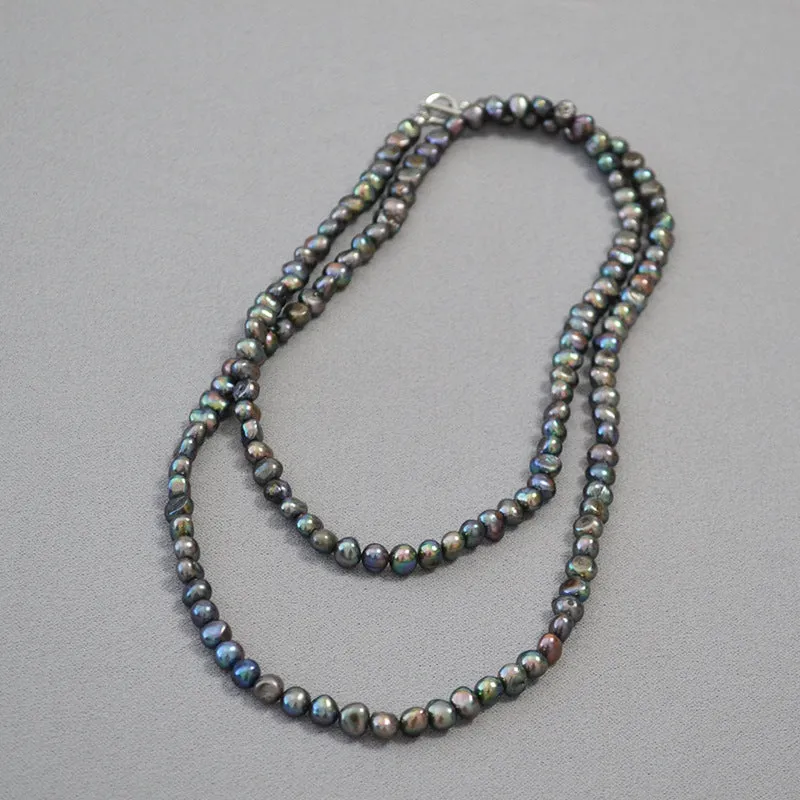 Black Baroque Pearls Beaded Necklace