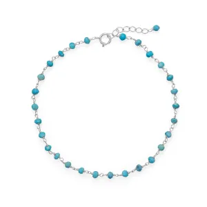 Blue Sea! 9.5"   1" Turquoise Bead Anklet