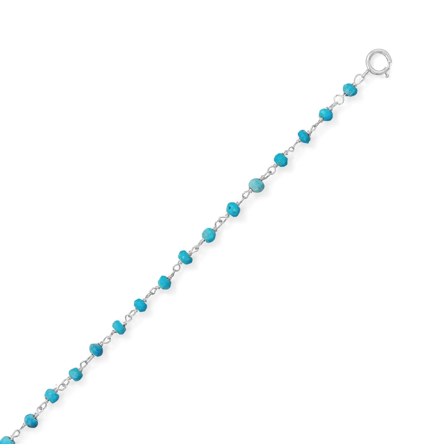 Blue Sea! 9.5"   1" Turquoise Bead Anklet