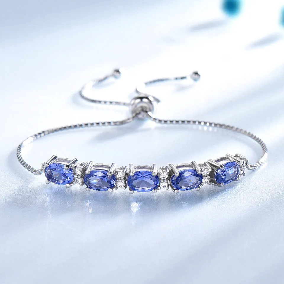 Blue Topaz Chain Link Bracelet