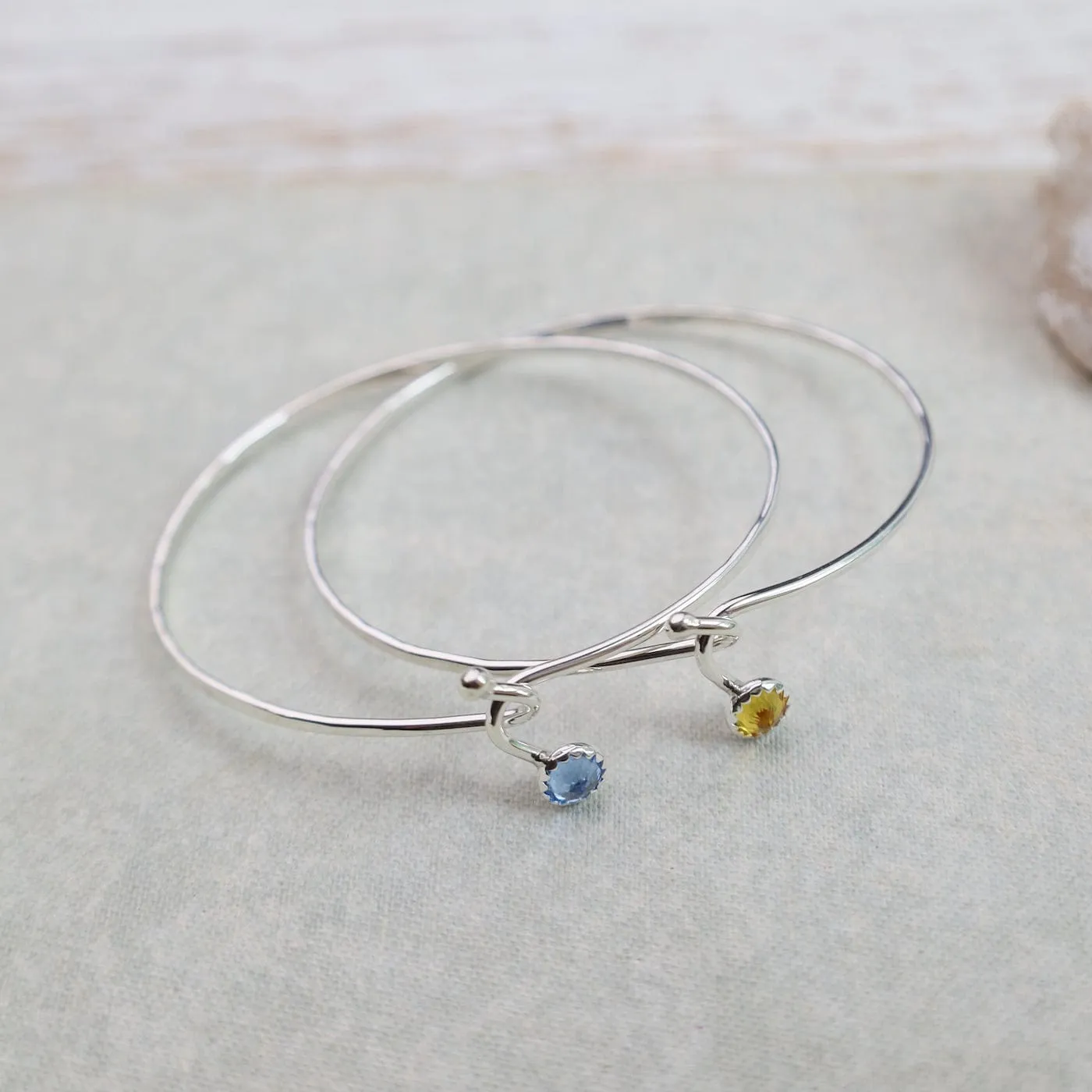 Blue Topaz Dew Drop Silver Bracelet