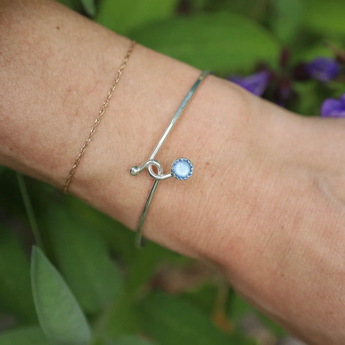 Blue Topaz Dew Drop Silver Bracelet