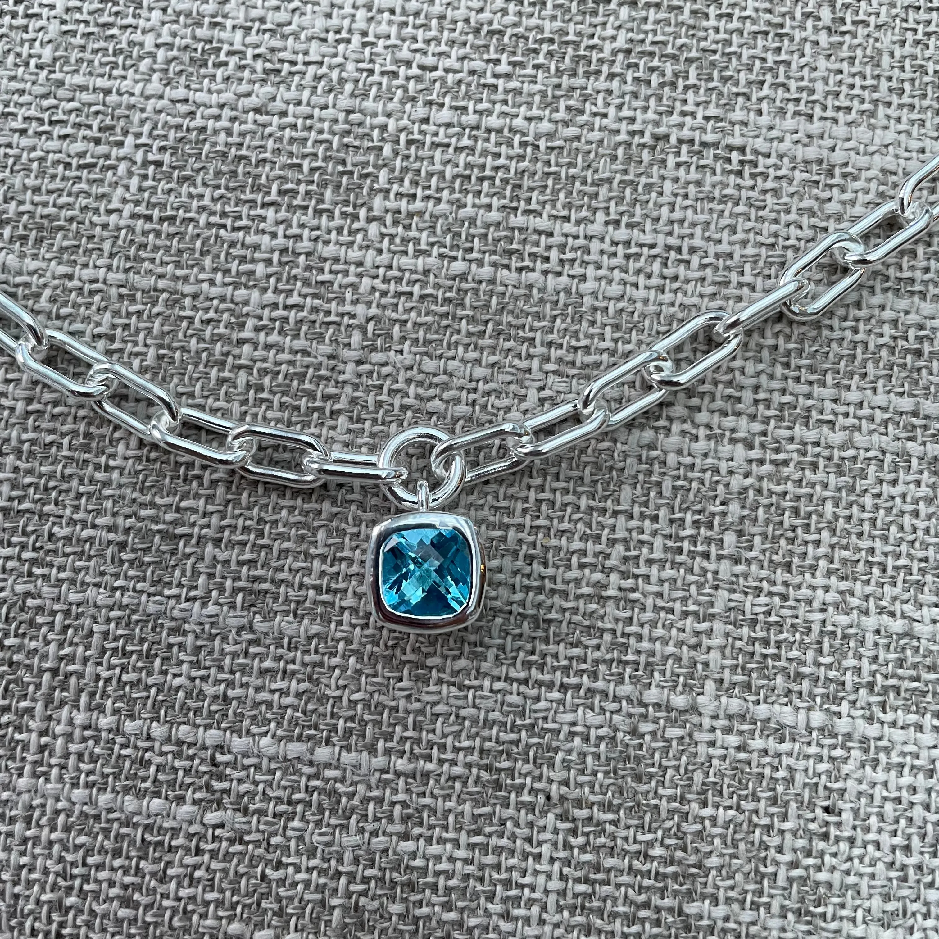 Blue topaz link bracelet