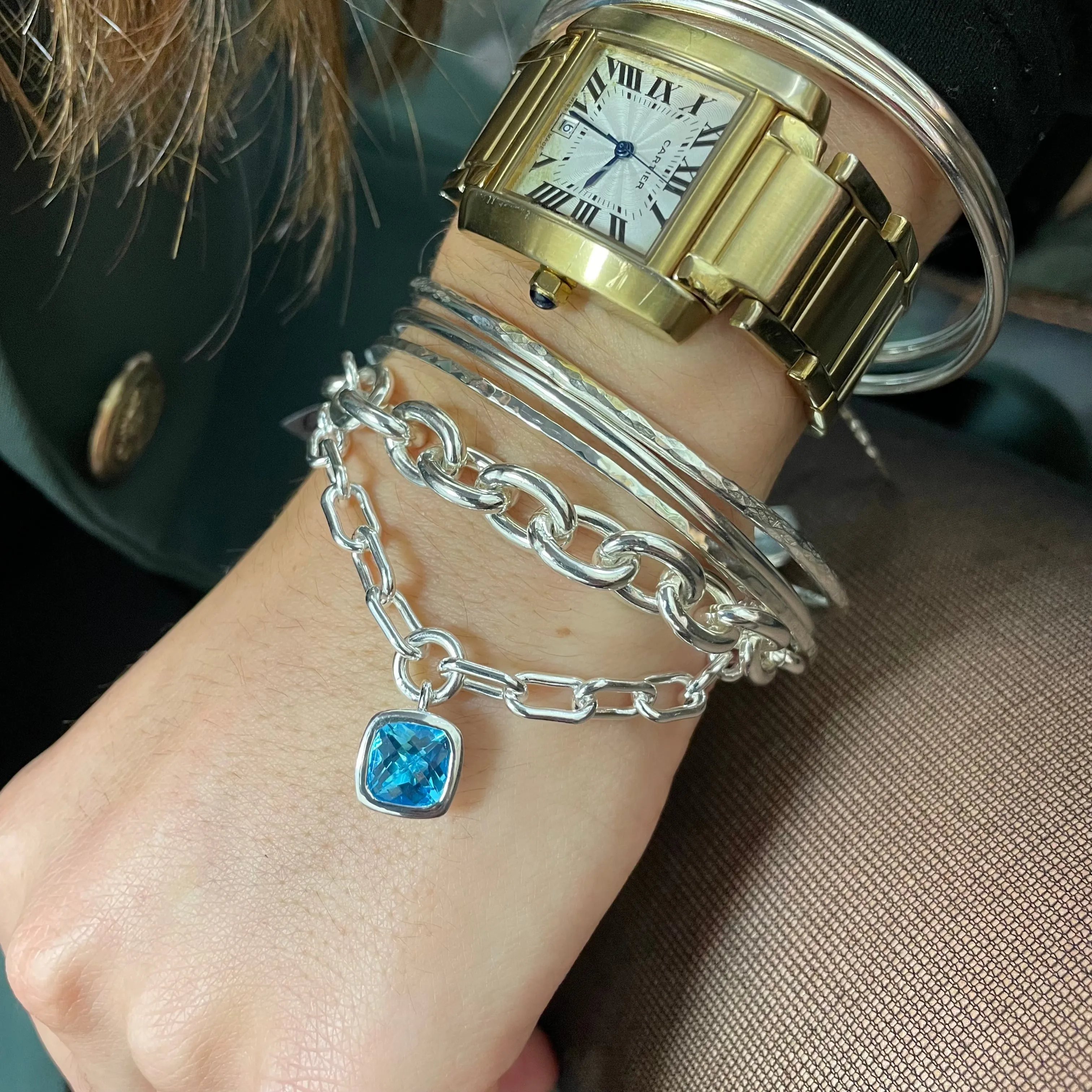 Blue topaz link bracelet