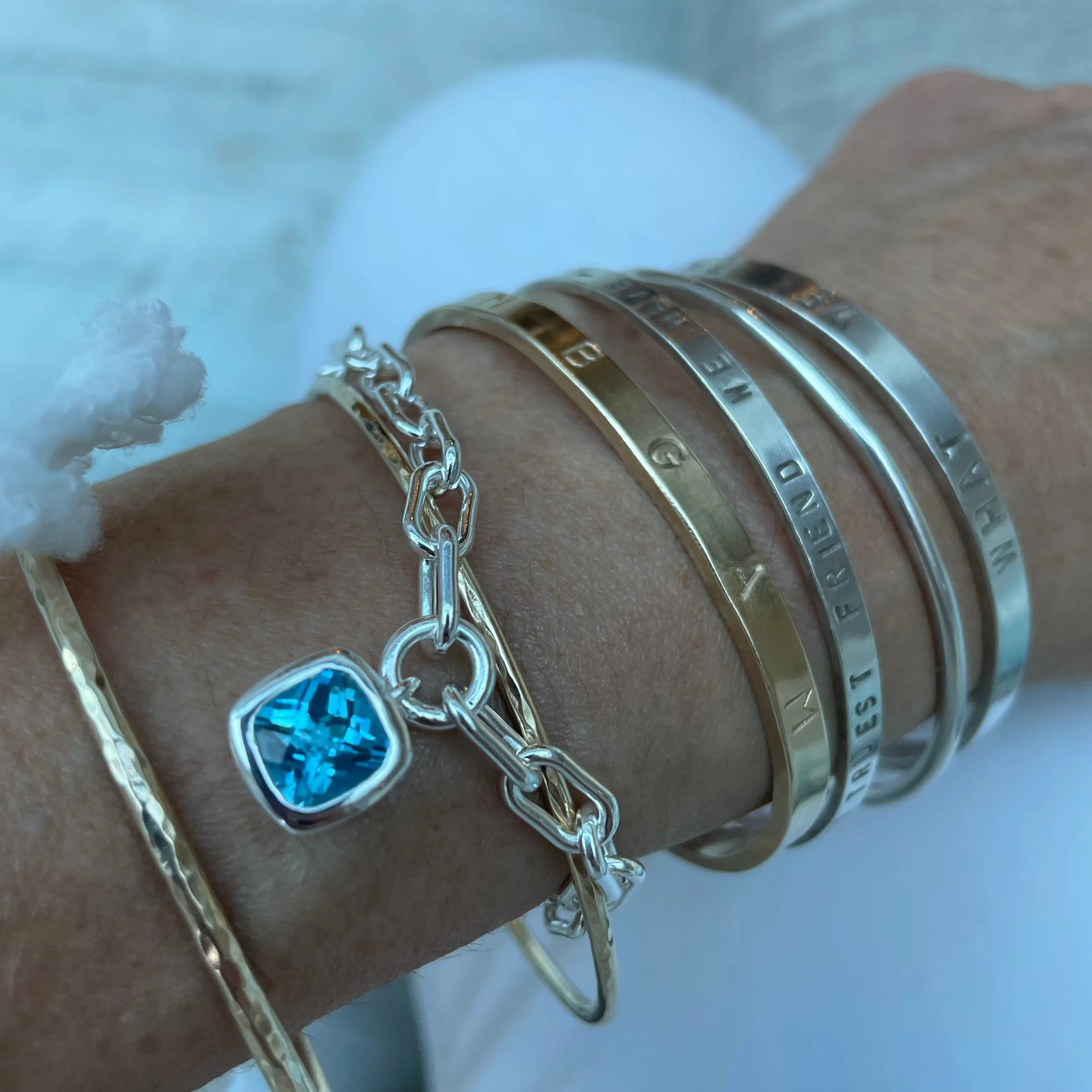 Blue topaz link bracelet