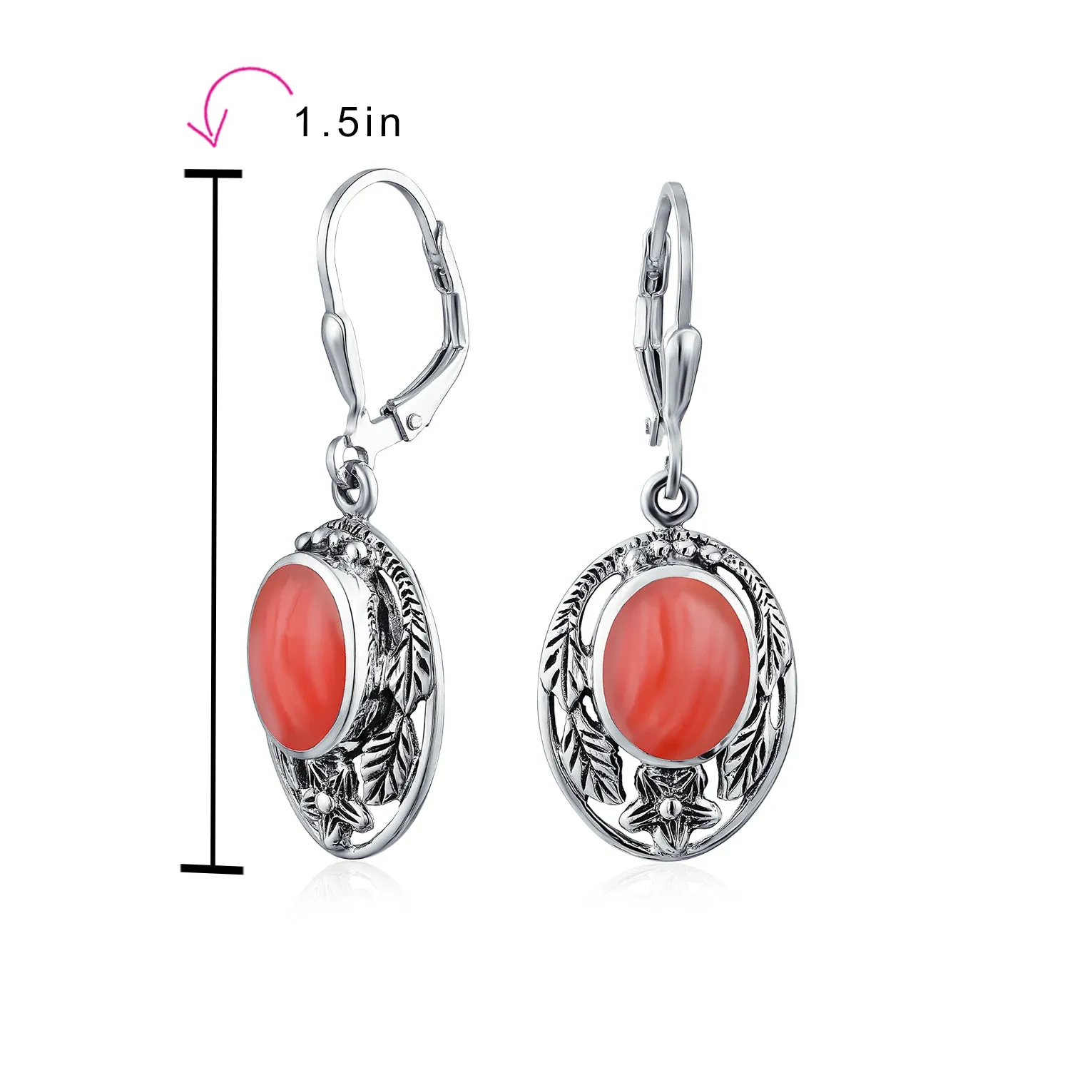Boho Native American Dangle Gemstone Earrings with Turquoise and Coral Feathers