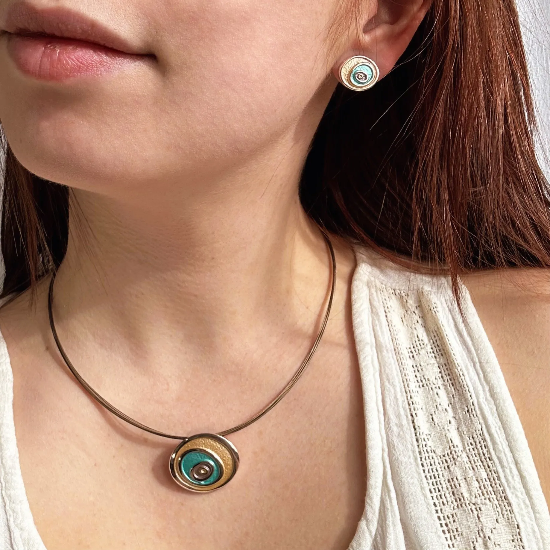 Boho Style Evil Eye Necklace and Earring Set
