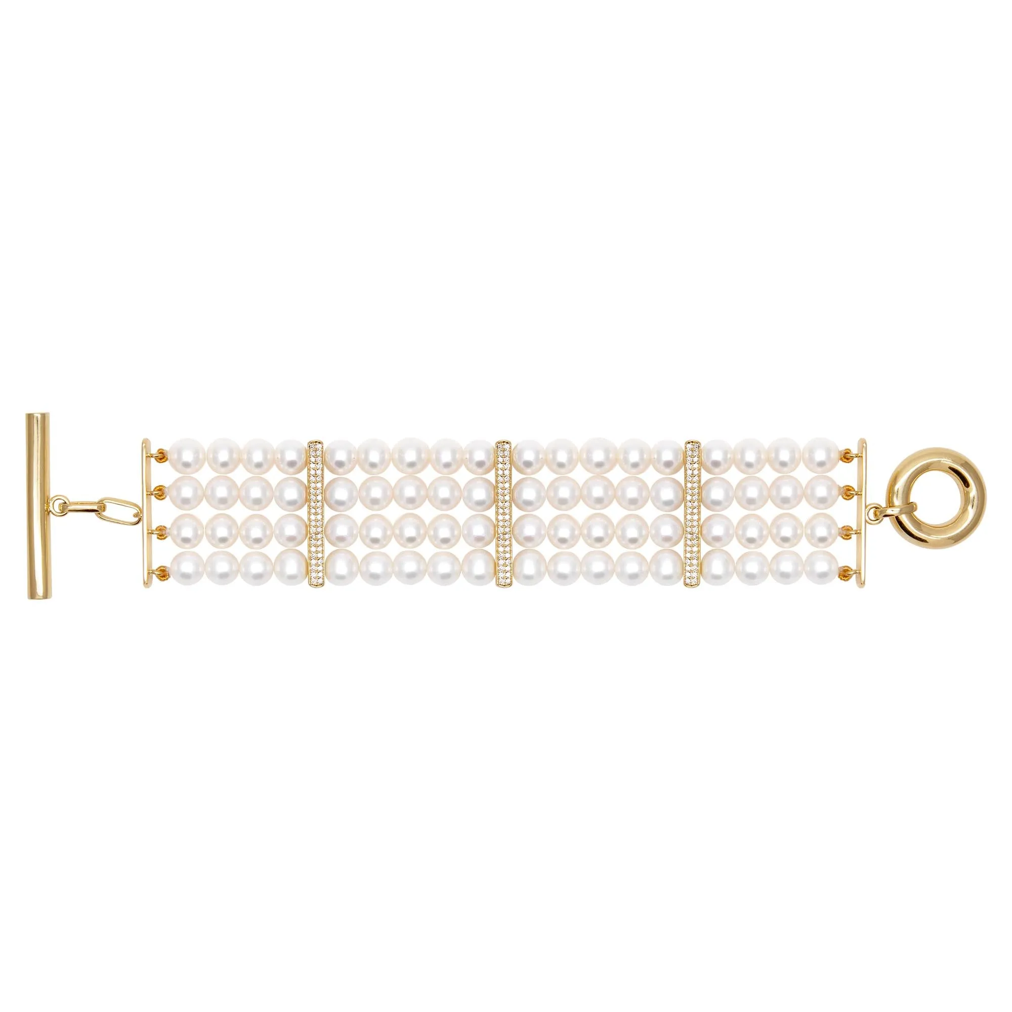 Bracelet - Fresh Water Pearl And Diamond (2396B)
