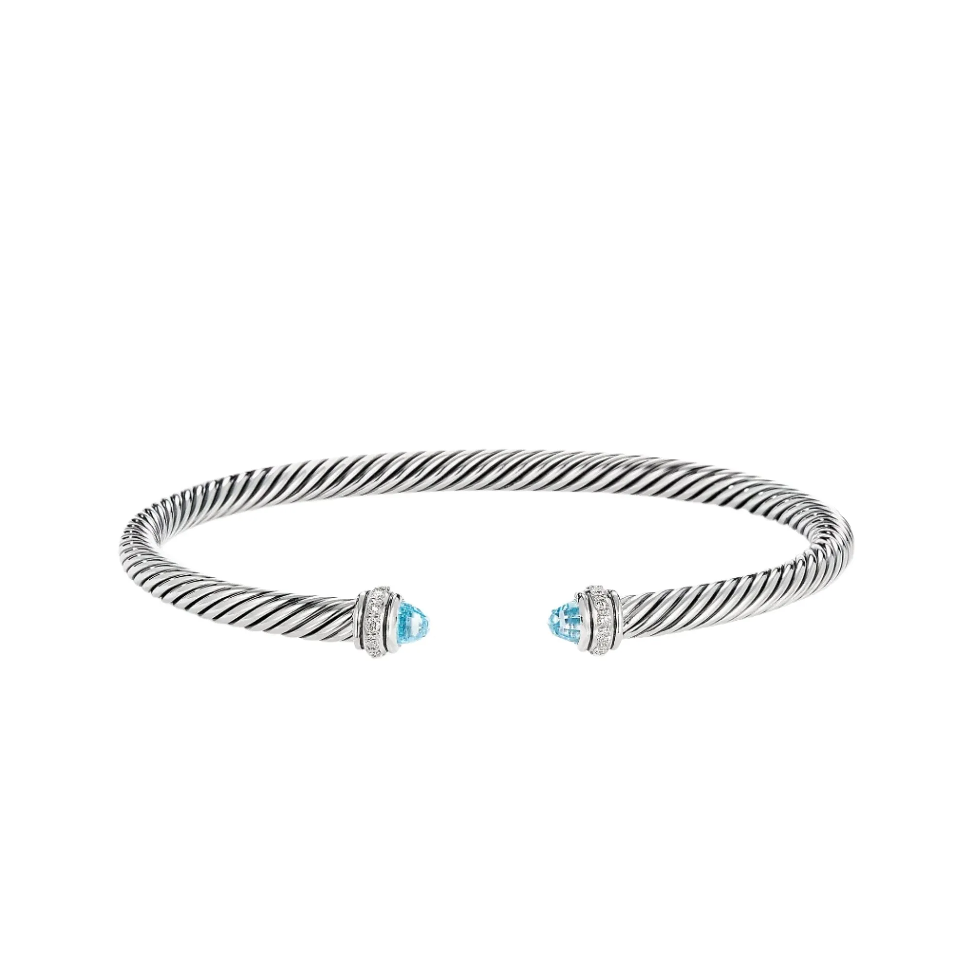 Cable Classic Bracelet with Blue Topaz and Diamonds