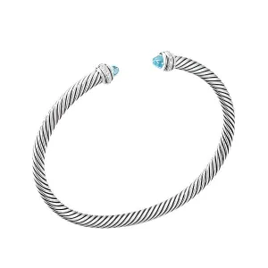 Cable Classic Bracelet with Blue Topaz and Diamonds