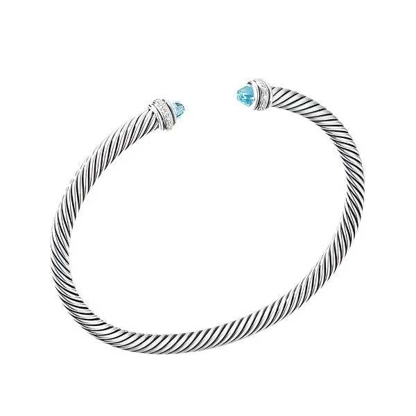 Cable Classic Bracelet with Blue Topaz and Diamonds