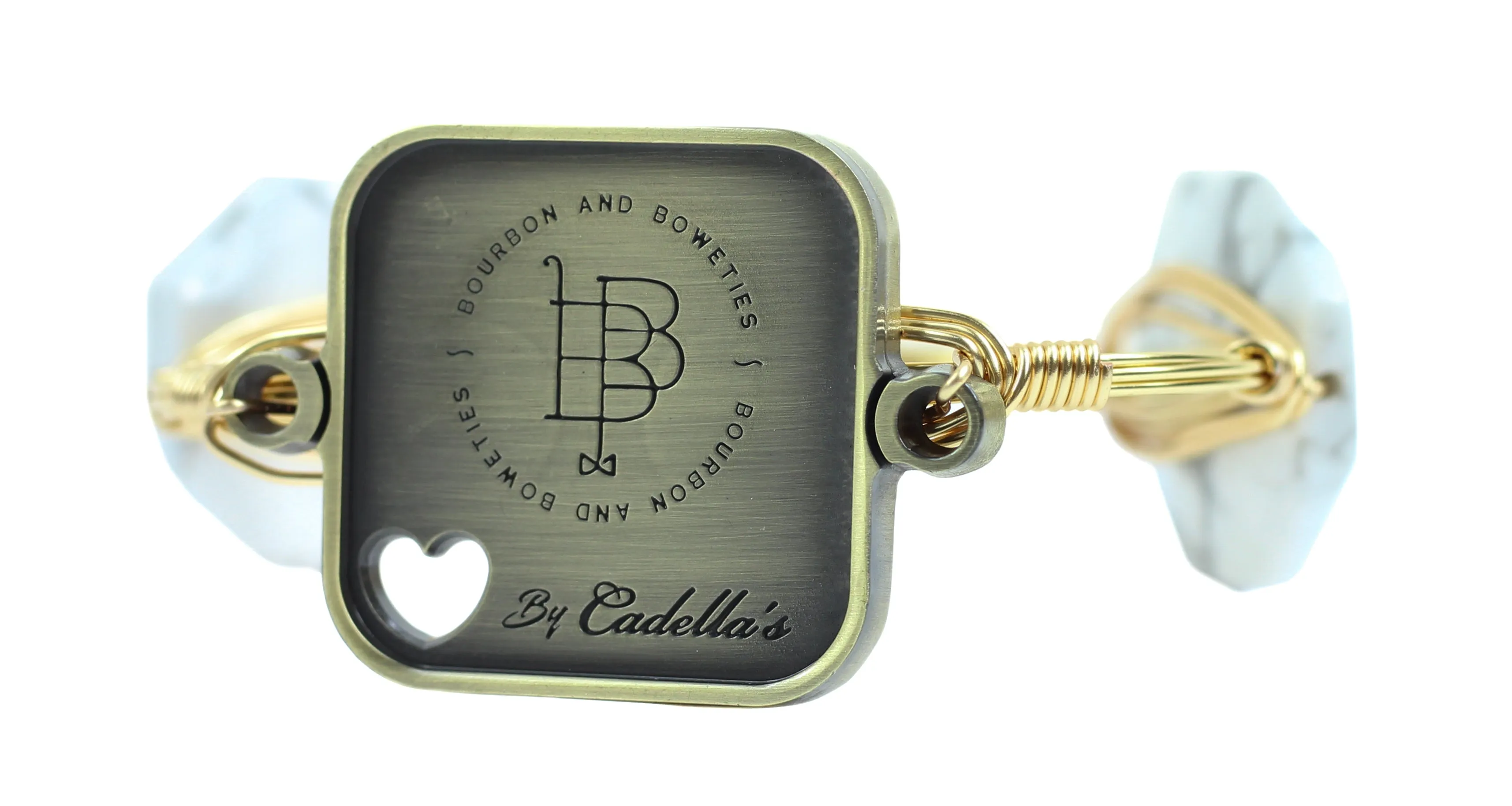 Cadella's xx Bourbon and Boweties Single Photo Tile Bangle - White Marble
