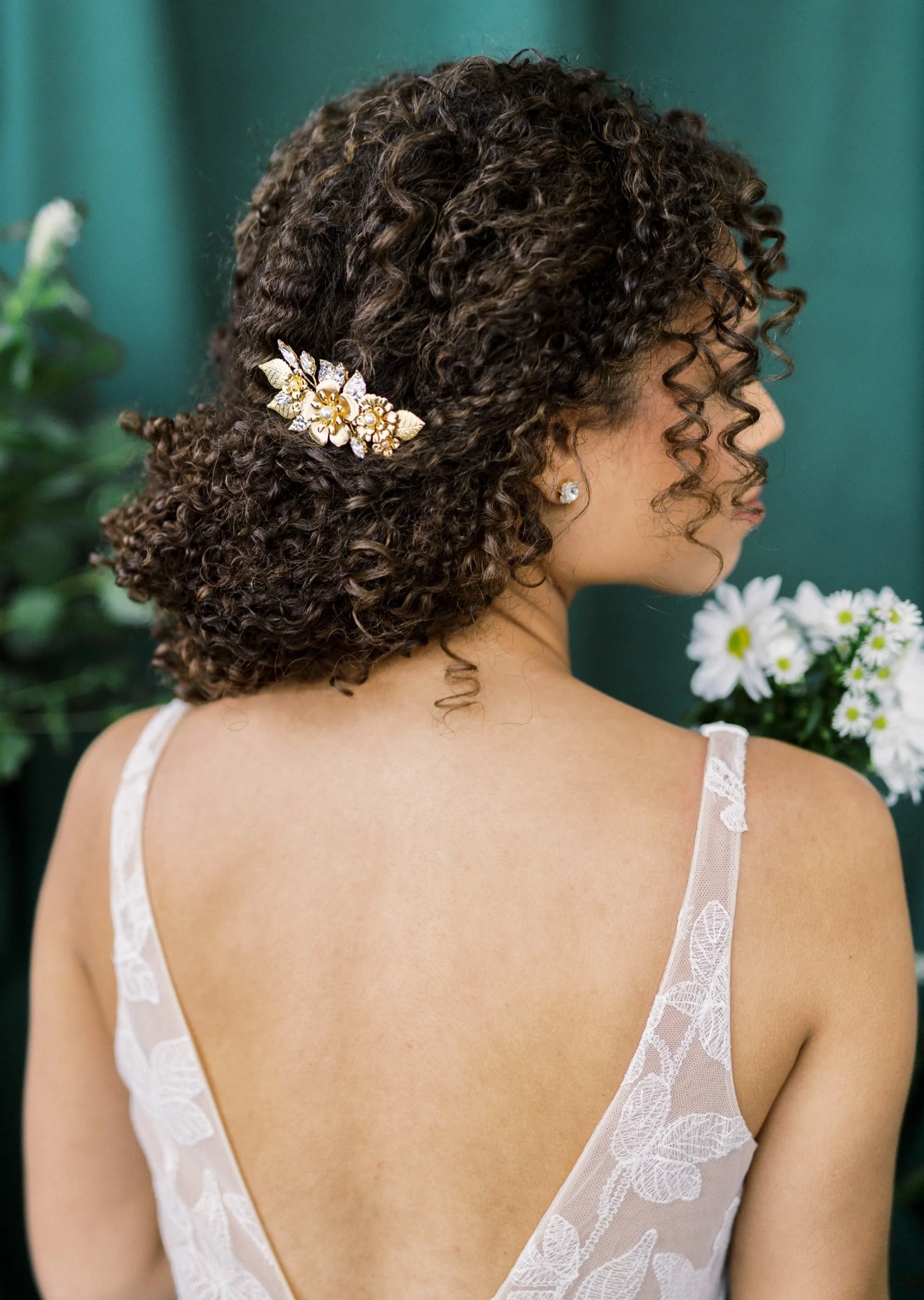 CALISTA Crystal Flower and Leaf Hair Comb