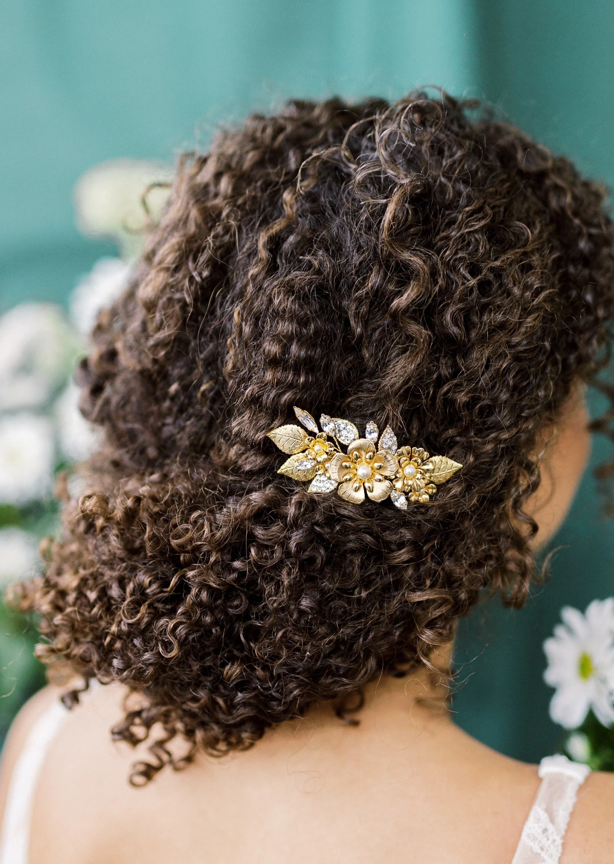 CALISTA Crystal Flower and Leaf Hair Comb